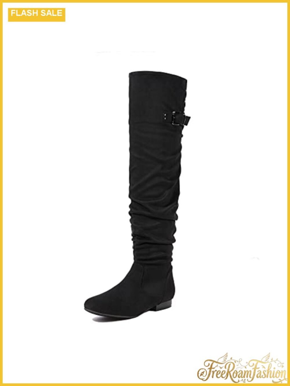Over The Knee Slouch Boots Flat Heel Faux Fur Lined Lace-Up